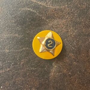 Boy Scout Star Service Pin Number 2 Year Yellow Disc Cub BSA Small Brass VTG